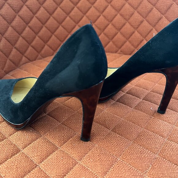 Peter Kaiser Black Suede with slight platform in leopard lucite High Heel Pumps - Picture 4 of 5